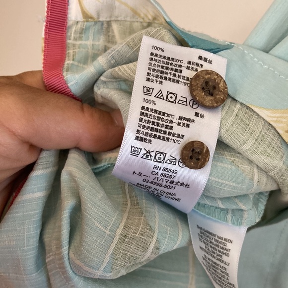 Tommy Bahama Shirt Men XL Blue Green Floral Silk Hawaiian Tropical Short Sleeve - Picture 11 of 14